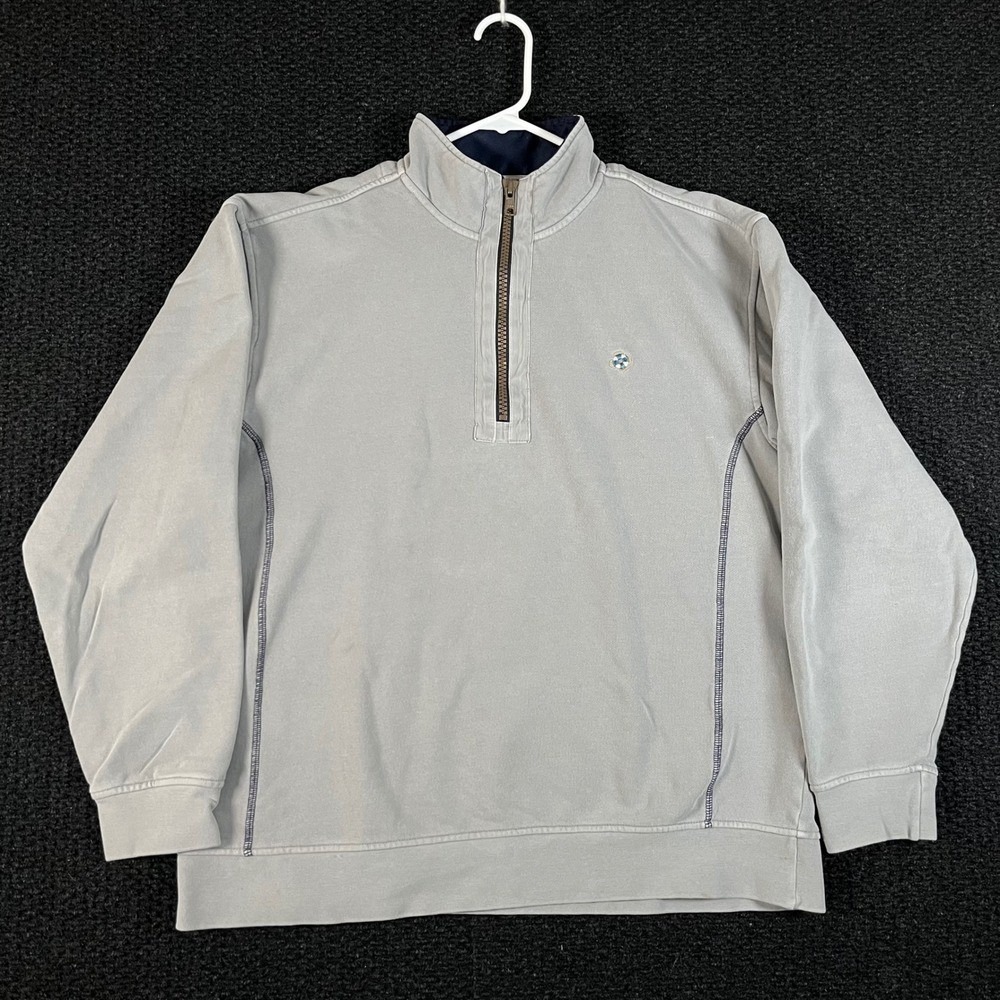 Castaway Nantucket Island Quarter Zip Logo‎ Pullover Sweater Gray Men Size Large